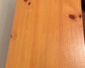 Vintage 4-Drawer Pine Side / Bedside Table. Measures 28" W  x 16" D x 28" H. Photo 2 of 2. 