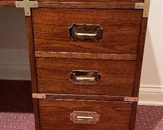 Vintage Campaign Desk with Brass Pulls. Measures 54" W x 24" D. Great As Is But Ask About Custom Painting. Photo 2 of 4.