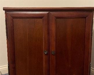 Two-Door Mini-Fridge Cabinet. Measures 28" W x 18" D x 31" H. Great In A Guest Bedroom!