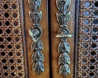 Vintage Cane-Front Two-Door Cabinet with Lattice Trim. Great As Is But Ask Us About Custom Painting. Measures Approximately 36" W x 20" D x 31" H. Photo 2 of 4.