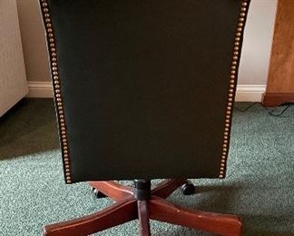 Green Leather Desk Chair with Nailhead Trim. Photo 2 of 3. 