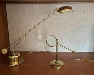 Brass Desk Task Lamp & Magnifying Glass Set. 