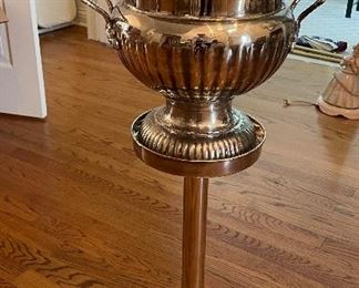 Regency Style Silver Plate Trophy Cup Champagne Bucket / Wine Ice Chiller On Stand. 