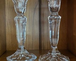 Pair of Crystal Candleholders. 