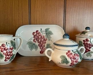 Painted Ceramic Cream, Sugar, Jelly & Butter Dishes. 