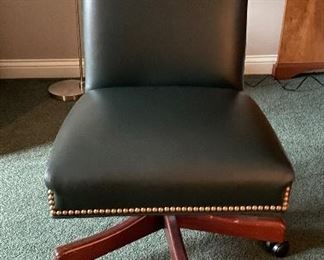Green Leather Desk Chair with Nailhead Trim. Photo 1 of 3. 