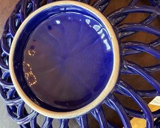 Tiffany-Style Lattice Cobalt Blue Bowl. Photo 3 of 3. 