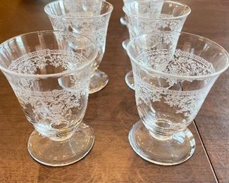 Fostoria-Style Small Footed Etched Cocktail Glasses. Set of 8. Photo 2 of 2. 