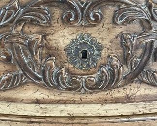 Vintage Colony Hand-Carved, French-Style, Marble-Top Commode. Measures 43" W x 20" D x 33" H. Photo 2 of 5. 