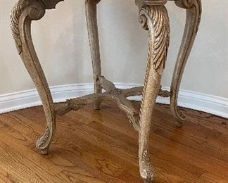 Reproduction Regency-Style, Crackle Finish, Marble-Top Entry Table. Measures 36" H with 31" D. Photo 1 of 4. 