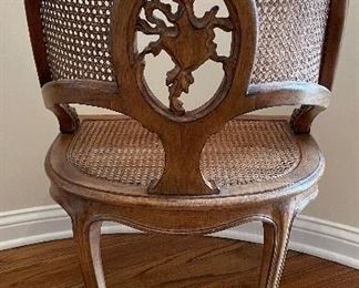 Vintage Caned Regency-Style Chair with Optional Seat Cushion. Measures 24" W x 24" D with 17.5" Seat Height (without cushion). Photo 2 of 5.