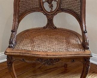 Vintage Caned Regency-Style Chair with Optional Seat Cushion. Measures 24" W x 24" D with 17.5" Seat Height (without cushion). Photo 1 of 5.