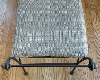 Upholstered Metal Bench - 2 Available. Each Has Different Fabric. Photo 2 of 3. 