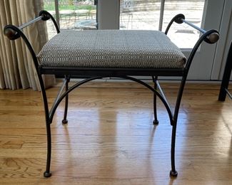Upholstered Metal Bench - 2 Available. Each Has Different Fabric. Photo 1 of 3. 