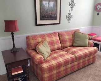 Pottery barn plaid loveseat