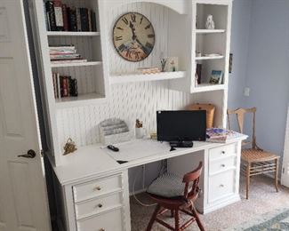 White desk with hutch