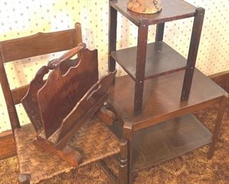 2 Vintage Tables, Wooden Chair, Magazine Holder, Ohio Gnome Decor