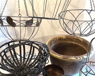 4 Hanging Baskets, a Heavy Vintage Ceramic Planter, More