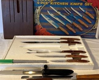 Deluxe Wood Handled Knife Set, Regent Stainless Sheffield England, and Robinson Knives