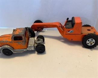Hubley Kiddie Toy Diesel Truck and Tructo Tractor Vintage Heavy Metal