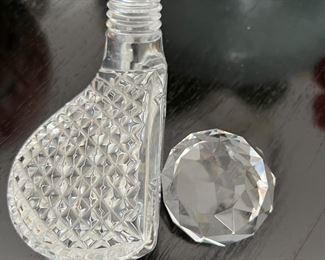 Waterford Crystal driver and golf ball paperweights