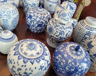 Blue and White Asian Ginger Jars and decor items!  Too many to list!