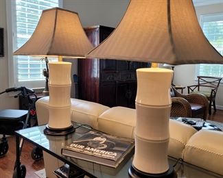 console table and lamps