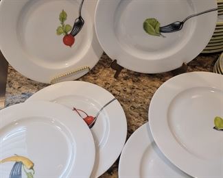 Bon Appetit!' Limoges Yves Deshoulieres set of 6 plates
