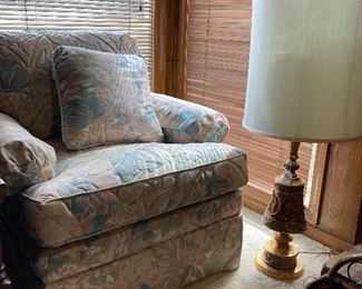 Ethan Allen Chair and vintage lamp