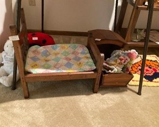 Vintage doll bed and doll cradle 