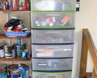 Garage container lot full of painting supplies et  etc 