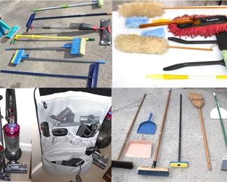 lots of cleaning supplies w a nice Dyson vacuum system