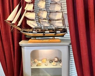 Set sail! 
Great internally lit display cabinet full of mineral samples by Bombay Kids.