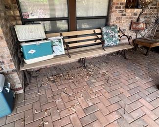 Triple bench! Yes we can sell it, no it is not bolted in. Great condition & what a find!