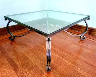 Wrought Iron and Glass Cocktail Table #14 - $90