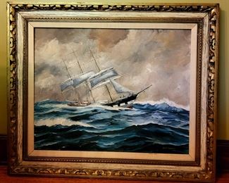 Tall Ship oil on canvas by listed California artist SCOTT KENNEDY #25 - $295