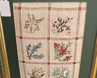 Framed handiwork of flowers