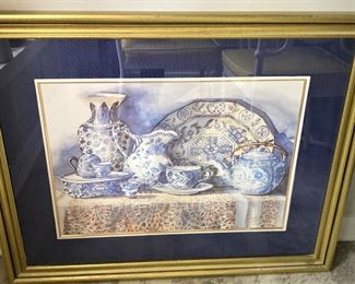 Framed art of blue & white dishes