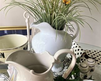 White stoneware pitchers