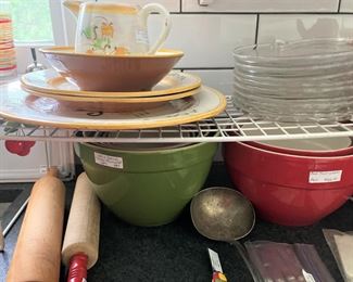 Rolling pins; miscellaneous bowls and plates