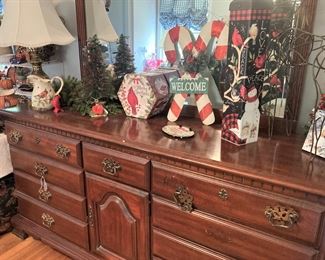 More Christmas decorations; triple dresser (pulls - as is)