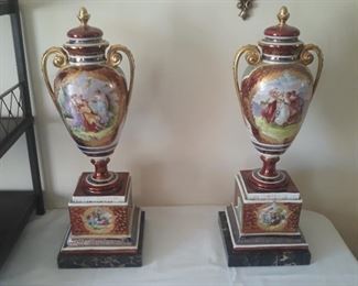 Vintage  Austrian Vases on marble bases