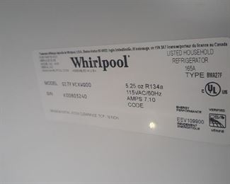 Whirlpool  fridge
Clean and in good working  condition 