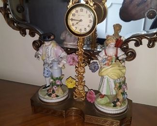 Vintage clock with porcelain  figurals