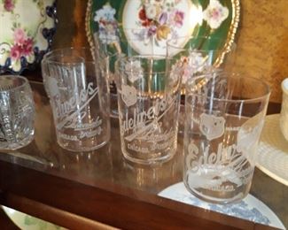 Vintage advertising  Etched glass Beer Glasses Edelweiss 