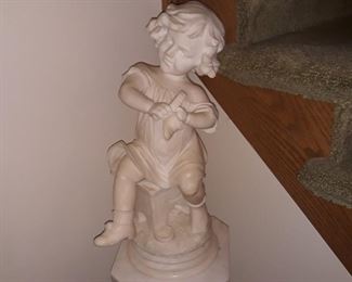Carved Alabaster figure on pedestal  base