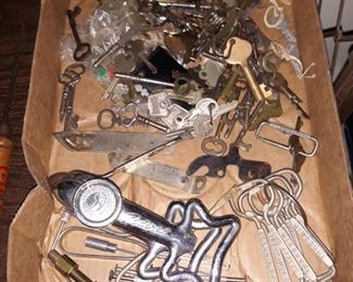 Advertising Bottle and can openers, 
And  vintage skeleton  keys , and etc...