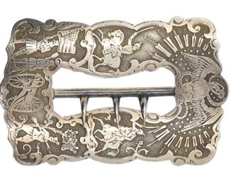 10K YELLOW GOLD MEXICAN REVOLUTION ERA SASH BUCKLE