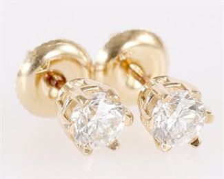 14K YELLOW GOLD 0.72 CTW DIAMOND SOLITAIRE EARRINGS