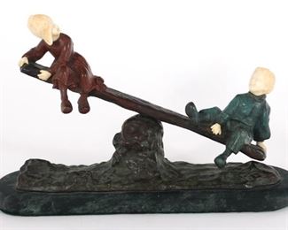 AFTER JOSEPH DASTE BRONZE SEE SAW SCULPTURE